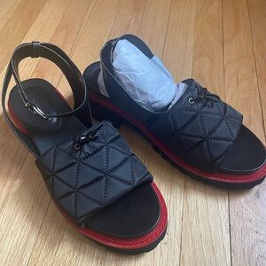 Black and Red Quilted Men's Sandals